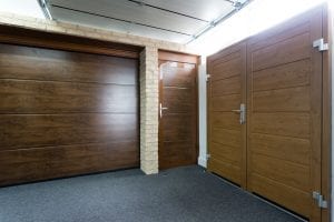 brown panelled garage door, single brown door and double brown garage doors