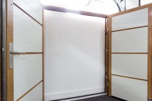 white double garage doors