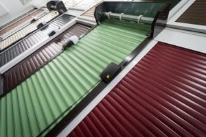 close up of coloured roller shutters