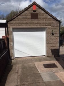 white electric roller garage door