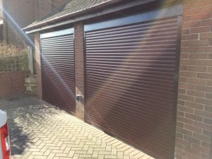 brown electric roller garage doors