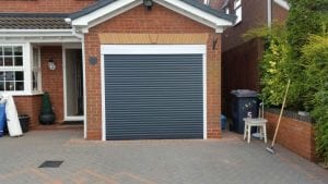 grey electric roller garage door