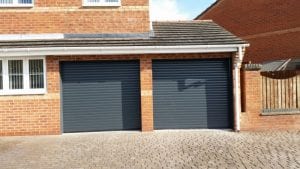 grey electric roller garage doors