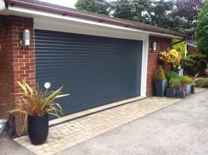 grey electric roller double garage door