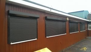 black electric roller window shutters