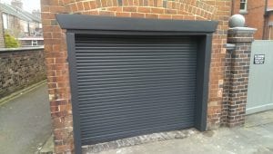 grey electric roller garage door