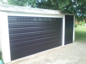 black electric roller garage door