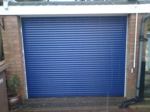 blue electric roller garage door