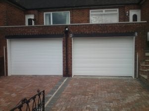 white electric roller garage doors