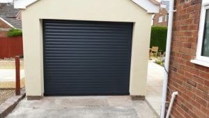 blue electric roller garage door