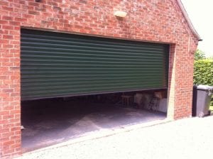 green double electric roller garage door
