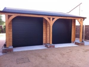 black electric roller garage doors