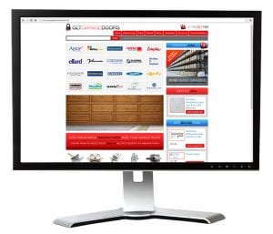 pc monitor with screenshot of glt garage doors