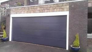 grey sectional double garage door