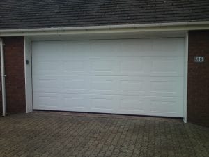 white sectional double garage door