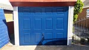 blue up and over garage door