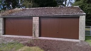 brown double up and over garage doors